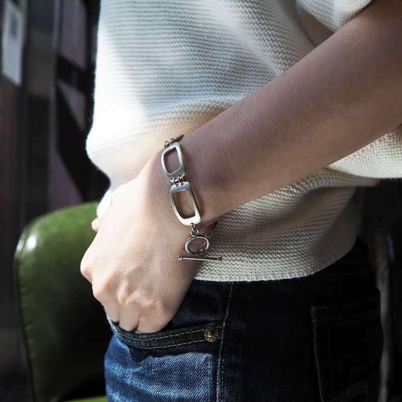 frame bracelet_方框手鍊 客製化長度 - 手鍊/手環 - 銀 銀色