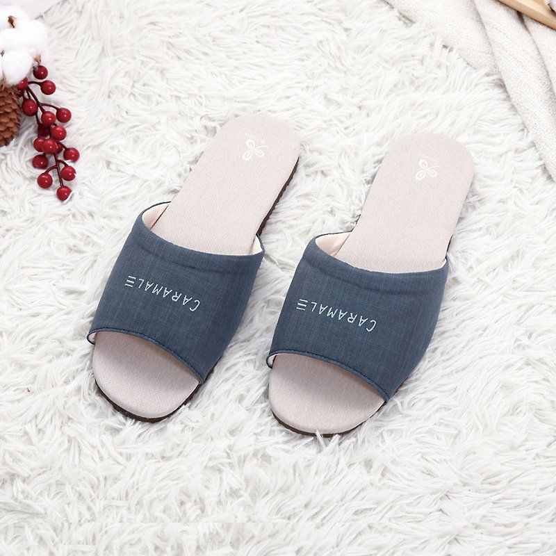 【Veronica】Cool Deodorant and Wind Plain Color Iced Coffee Yarn Indoor Slippers-Blue - Indoor Slippers - Other Materials 