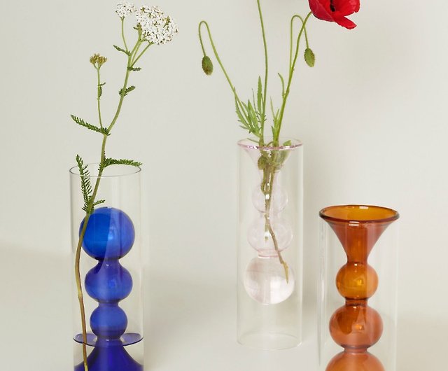 Hübsch】－660914砂時計型ガラス花瓶3色セット - ショップ hubschtw 花瓶・植木鉢 - Pinkoi