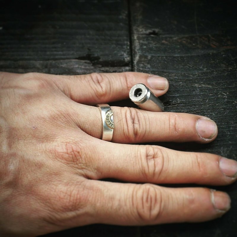 Wide Silver bullet kind ring half bullet ring - Couples' Rings - Sterling Silver Silver