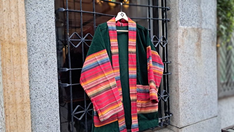 AMIN'S SHINY WORLD 墨西哥綠洲拼接 KIMONO - 女大衣/外套 - 棉．麻 多色