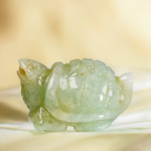 瓔珞珠寶盒 E.L.Jewelry Box 【吉祥‧長壽】綠飄花黃翡翡翠烏龜擺飾 |天然緬甸翡翠A貨 |送禮