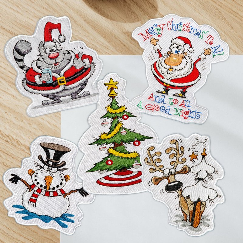 【聖誕刺繡布貼】大型美式聖誕風 (五款) - 貼紙 - 繡線 