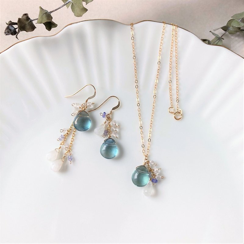 Forest Fairy Set 14kgf Fluorite Moonstone necklace &amp; earrings