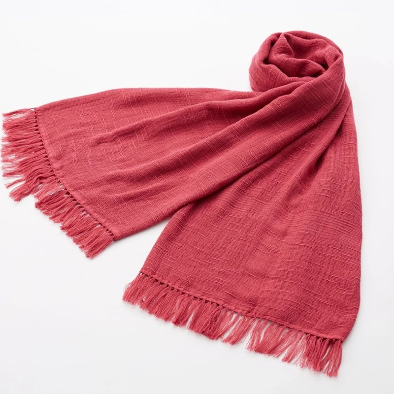 【Miyazaki】Japanese Imabari scarf | Hand-spun style shawl | Practical item | Burgundy new release - Knit Scarves & Wraps - Cotton & Hemp Multicolor