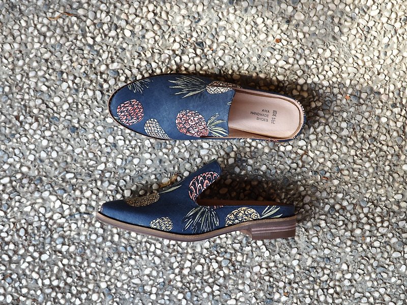 Love Flower Love Tow - Pineapple - Women's Oxford Shoes - Cotton & Hemp Blue