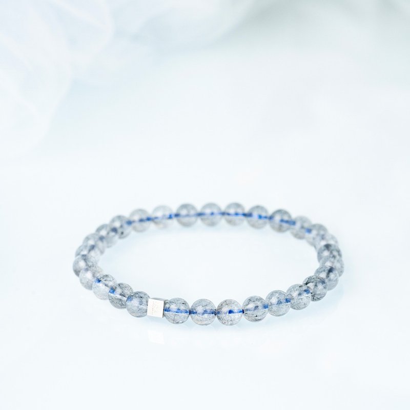 透體鉛銻礦 | 能量水晶手串 | 6-7mm - 手鍊/手環 - 水晶 藍色