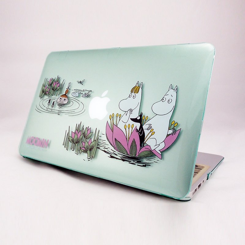 Moomin 噜噜 米 Genuine License-Macbook Crystal Shell [Playful by the Lotus Pond] - เคสแท็บเล็ต - พลาสติก สีเขียว