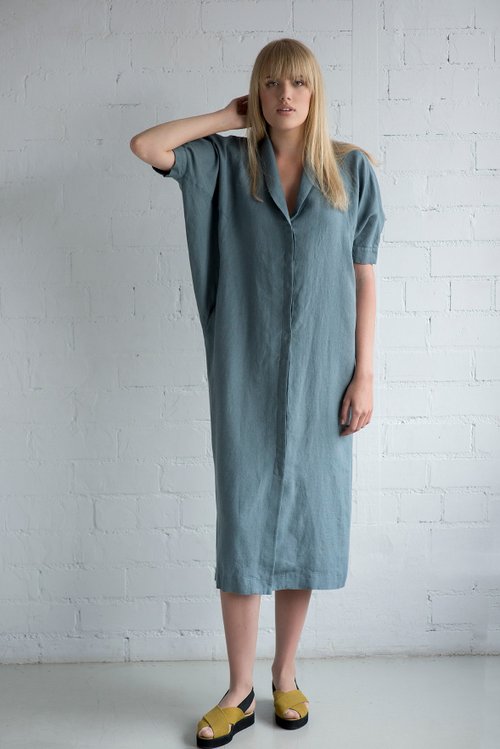 Linen Dress Motumo 17S15 Handmade Loose Linen Summer Dress Motumo