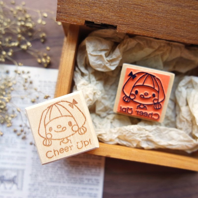印章 / 西瓜頭女孩 / cheer up - 印章/印台 - 塑膠 橘色