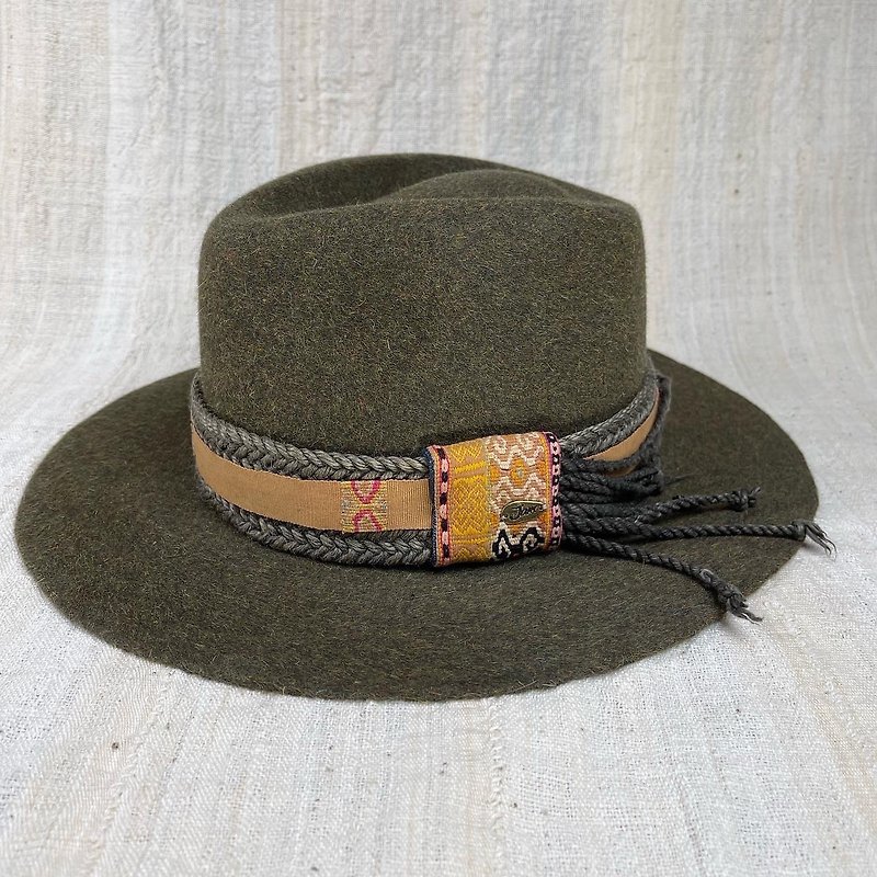 Timor-Leste Ethnic Cloth  VINTAGE Hemp Belt  Mali Mud-Dyed Wool Hat