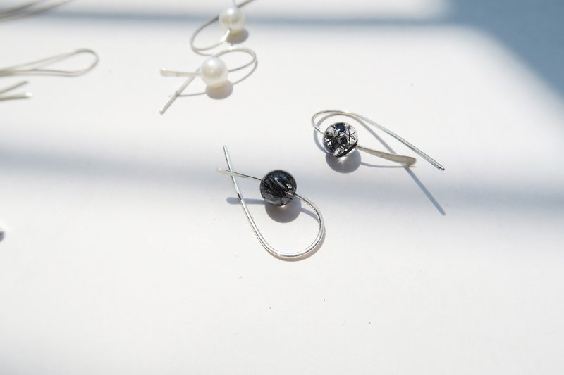 Silver925 BLACK Quartz Tourmaline Earrings - Earrings & Clip-ons - Sterling Silver Black