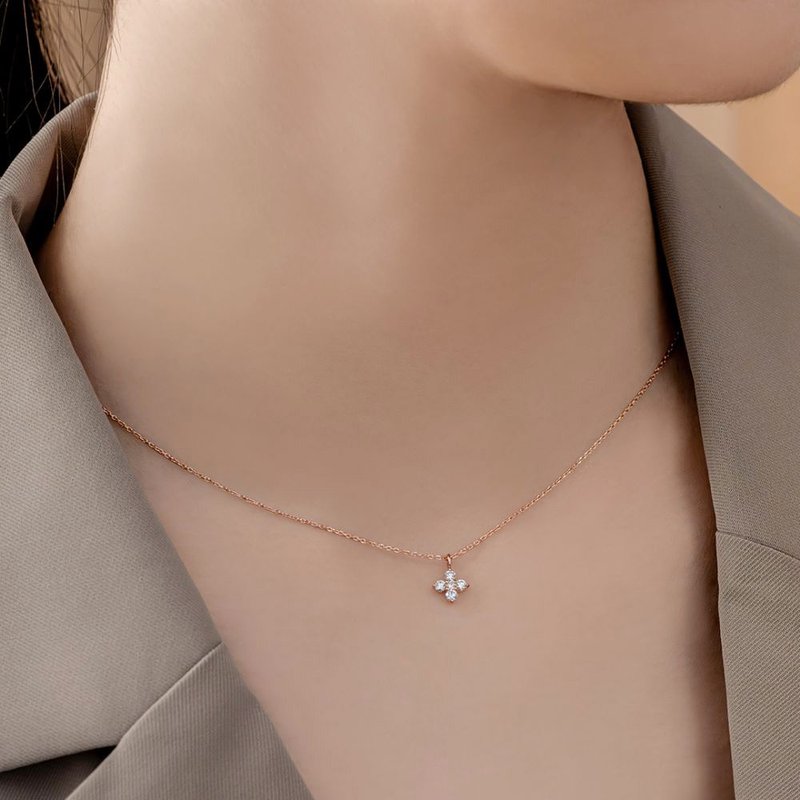 聖誕禮物 京華鑽石 10K玫瑰金 共0.20克拉 鑽石項鍊 光耀四方 - 項鍊 - 鑽石 