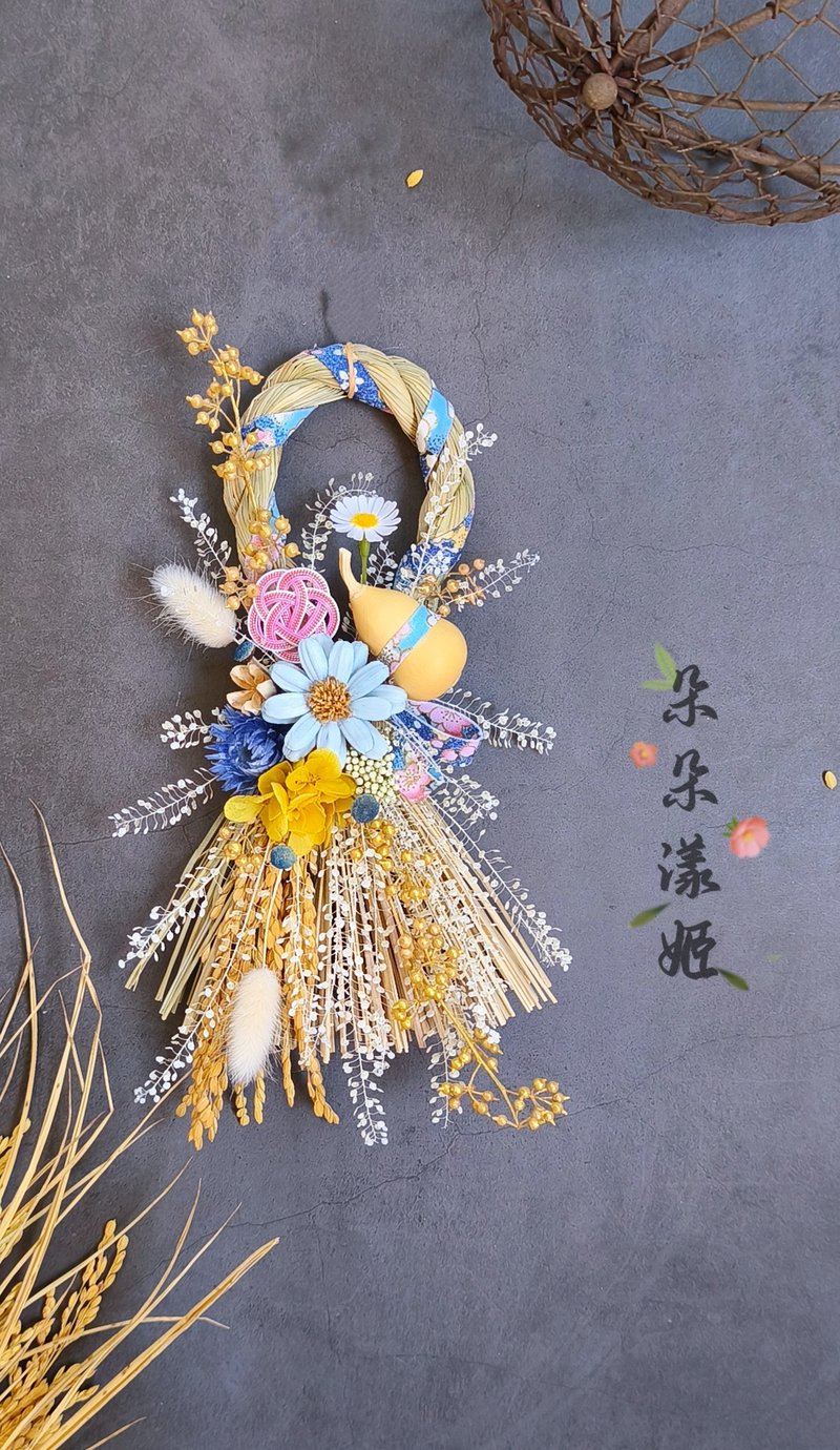 新春祈福注連繩掛飾葫蘆水引平梅結永生花開幕誌慶新居落成春節 - 壁貼/牆壁裝飾 - 植物．花 藍色