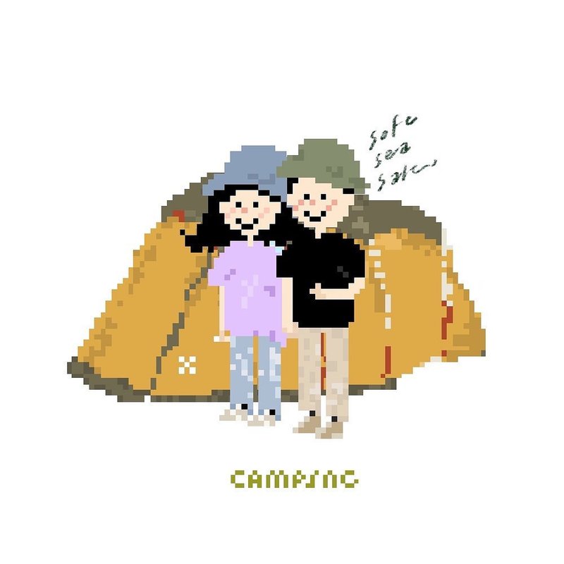 Pixel Art 像素畫 似顏繪 雙人主題 - 電子似顏繪/繪畫/插畫 - 其他材質 