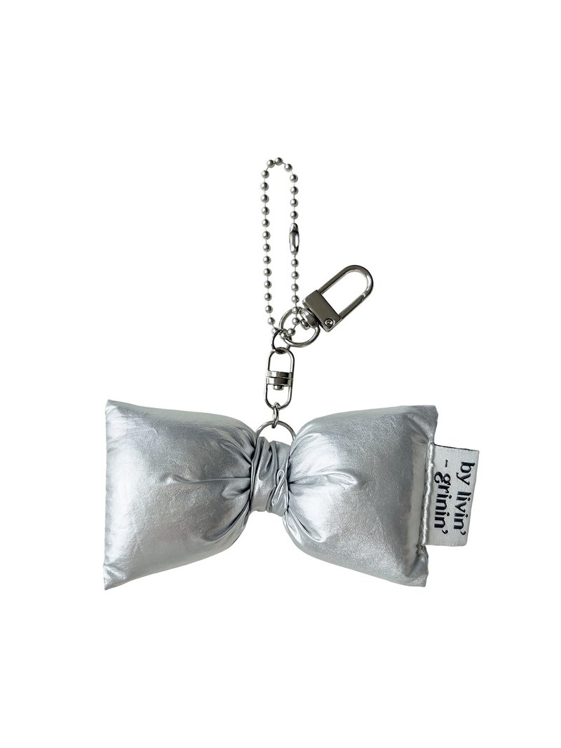 little ribbon keyring_silver - 鑰匙圈/鑰匙包 - 尼龍 銀色