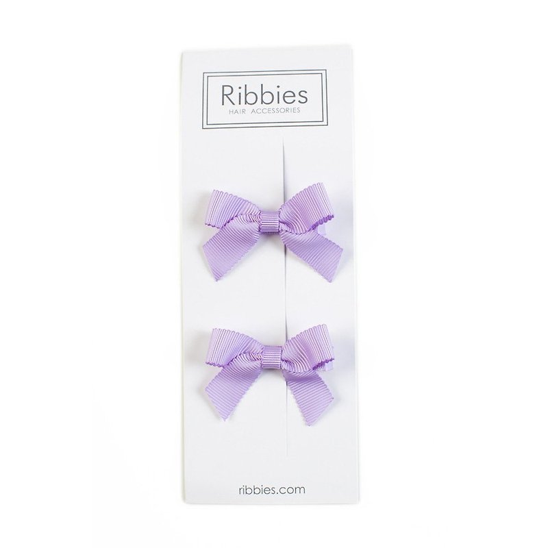 英國Ribbies 經典蝴蝶結2入組-淺紫 - 髮夾/髮飾 - 聚酯纖維 