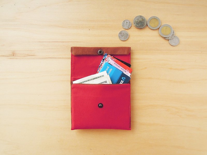 Portable small wallet - purse - Red Coffee Vs. - Coin Purses - Cotton & Hemp Brown
