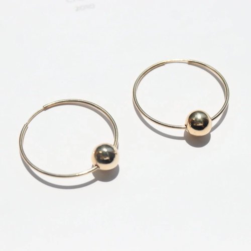 CHARIS GRACE 14K Large Gold Ball Cycle Earring 圈圈金球耳針耳環