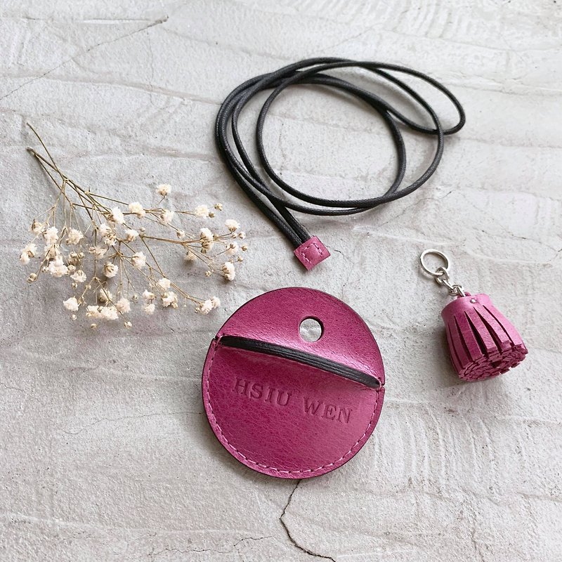 KAKU leather design gogoro key holster custom water wax purple + small tassel - ที่ห้อยกุญแจ - หนังแท้ 