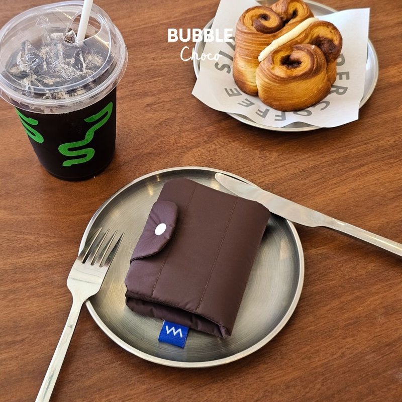Bubble wallet - Choco - 錢包/皮夾/長短夾 - 尼龍 咖啡色