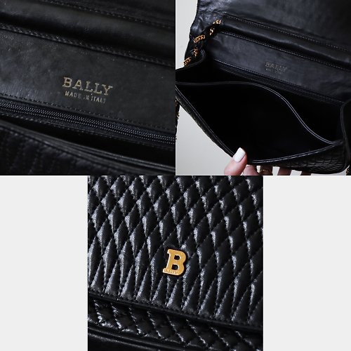Bally navy leather quilted shoulder bag
