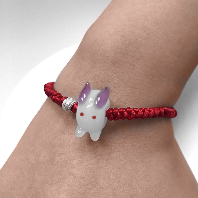 Simple Rabbit String Bracelet | Bunny Bracelet | Rabbit Bracelet | Bunny Gift - สร้อยข้อมือ - วัสดุอื่นๆ สีแดง