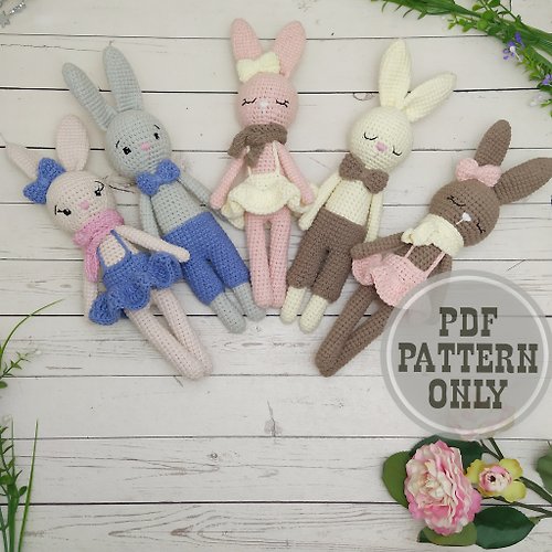 Amigurushka Amigurumi bunny toy crochet PATTERN for baby shower favors Amigurumi pattern