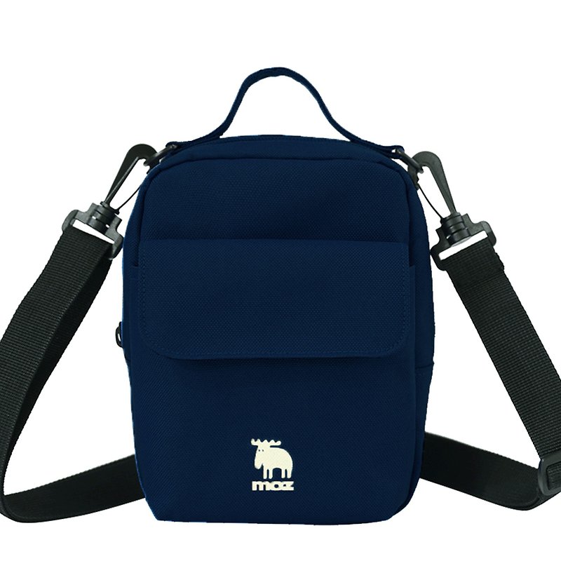 moz瑞典 駝鹿 內層防水 厚片吐司包 旅行小包 (深藍莓) - 側背包/斜孭袋 - 棉．麻 藍色