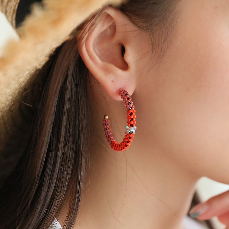 Happy Hour Hoop Earrings - Earrings & Clip-ons - Other Materials Red