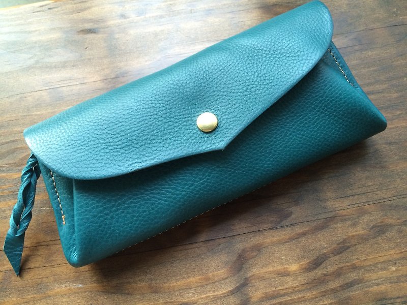 [Immediate delivery available] Italian leather * 12 cards long wallet &quot;series-envelope&quot; turquoise