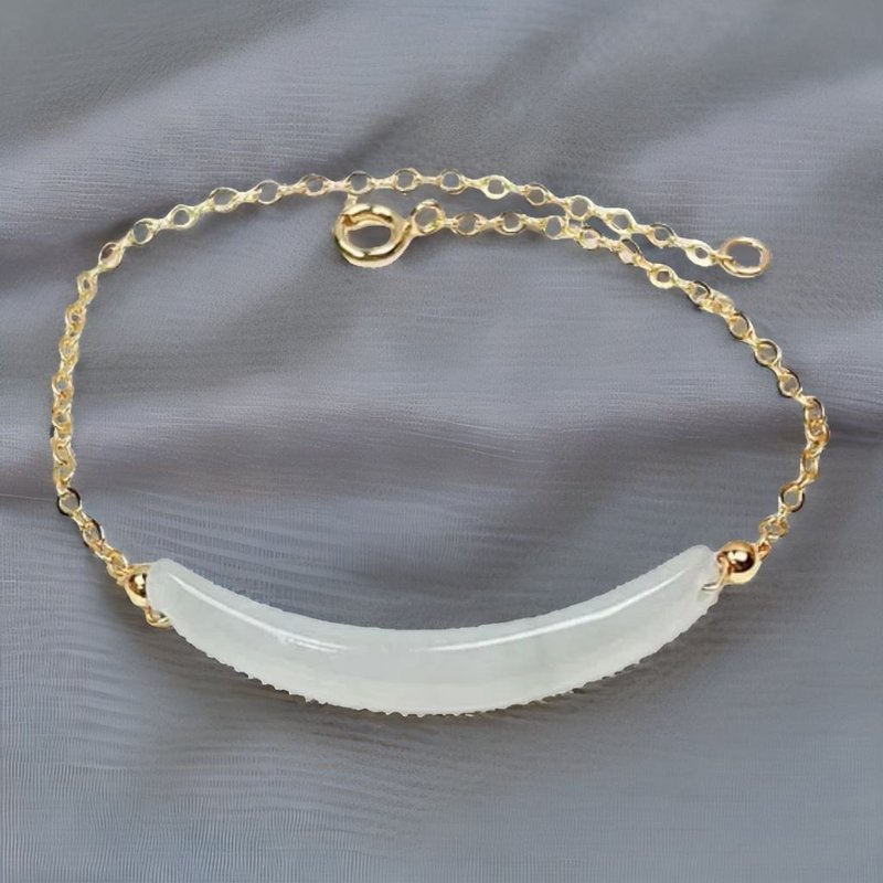 【願‧無事】冰種翡翠無事牌手鍊14K包金 | 天然緬甸A貨翡 | 送禮 - 手鍊/手環 - 玉石 透明