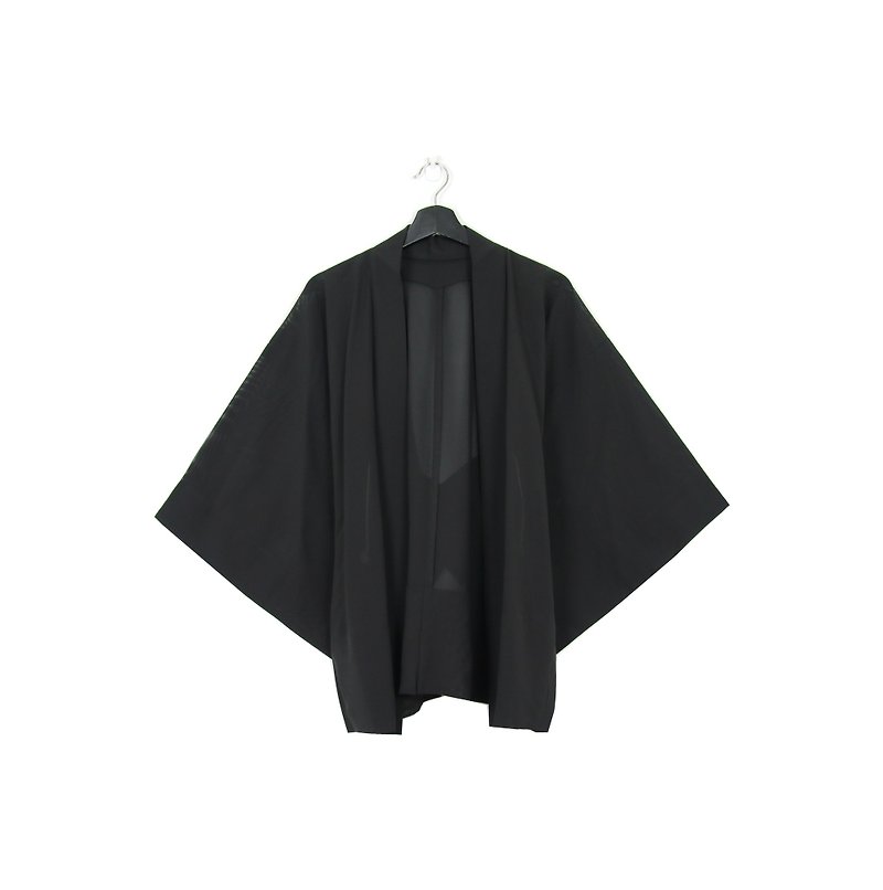 日本帶回和服 透膚黑 線條//男女皆可穿// vintage kimono - 女大衣/外套 - 棉．麻 
