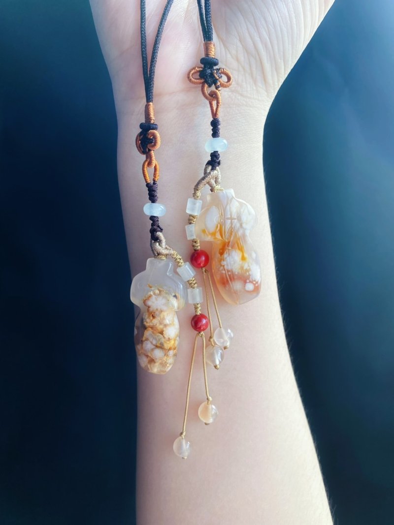 桜瑪瑙チャイナドレス辰砂翡翠小型高級ギフトバッグ吊り下げデザインペンダント - ストラップ・チェーン - クリスタル オレンジ