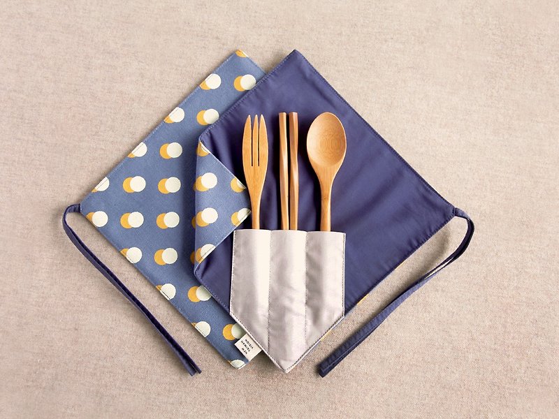 [One corner chopstick set] - astigmatism blue - Cutlery & Flatware - Cotton & Hemp Blue
