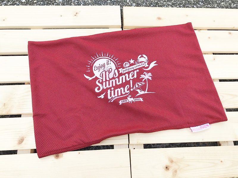 紅色夏日海灘涼感涼墊套（涼墊專用 - 寵物床 - 棉．麻 多色
