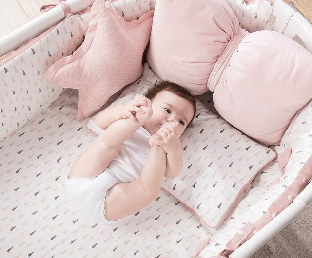 KIDDA 4ピースベビーベッドセット 純綿ベッドサラウンドセット