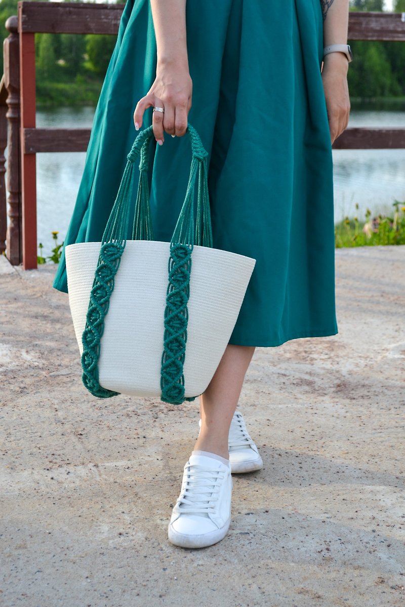 Macrame summer tote bag for women
