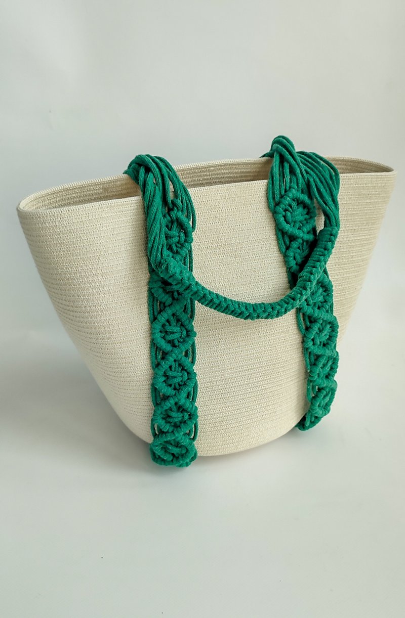Macrame summer tote bag for women - 手提包/手提袋 - 環保材質 白色