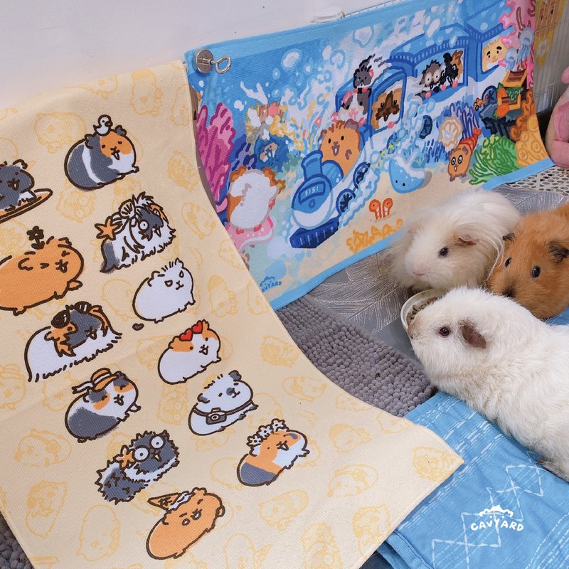 天竺鼠插畫毛巾 - 毛巾/浴巾 - 其他人造纖維 