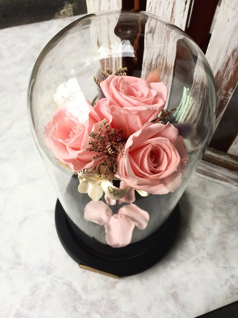 クリスマス2017（現在億に相当）永遠、アマランス過ごすために -  3本のバラを - 私はあなた（乾燥+永遠の命）大好き独占的な印象FloralDesignを作成しました - 置物 - 寄せ植え・花 ピンク