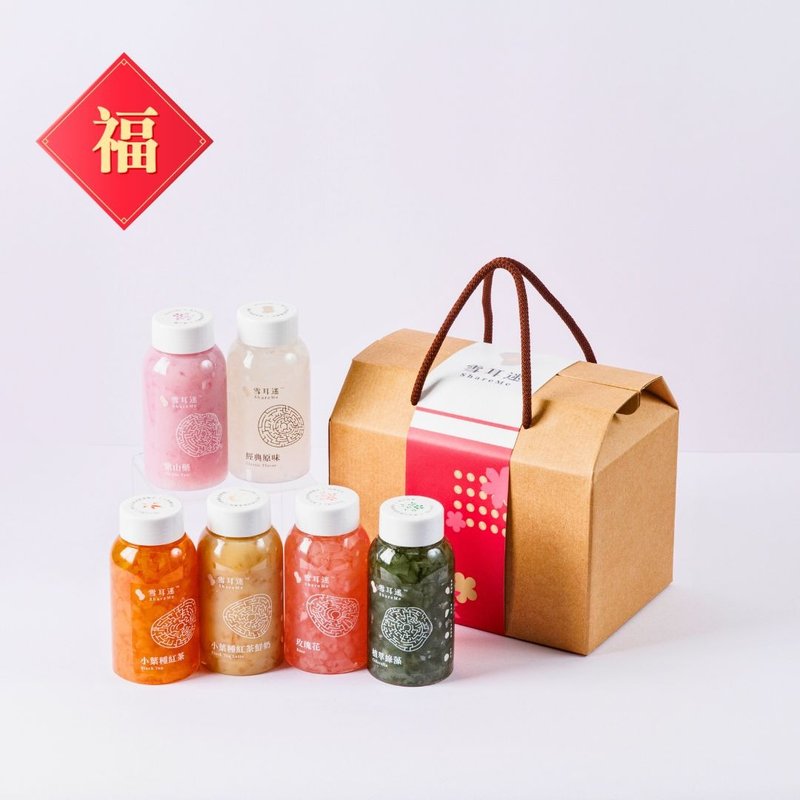 Snow fungus fans/6 bottles of fresh pure white fungus drink/Christmas flower group eco-friendly gift box (250mL) - อาหารเสริมและผลิตภัณฑ์สุขภาพ - อาหารสด หลากหลายสี