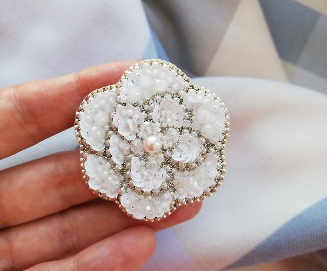 Camellia Pin Brooch Rose Flower Pearl Brooches Women Jewelry Pins  Accessories - Helia Beer Co