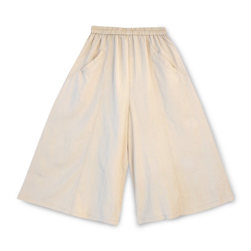 【Simply Yours】Lightweight Draped Cropped Wide Pants M F - กางเกงขายาว - ผ้าฝ้าย/ผ้าลินิน สีกากี