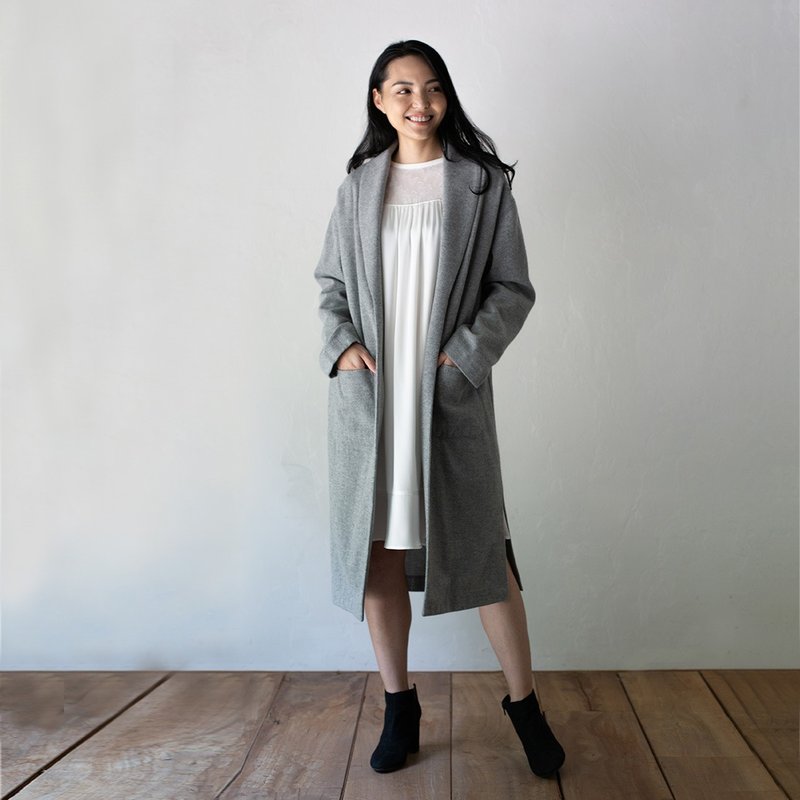 沉靜優雅羊毛大衣 Exquisite Wool Coat - 女大衣/外套 - 羊毛 灰色