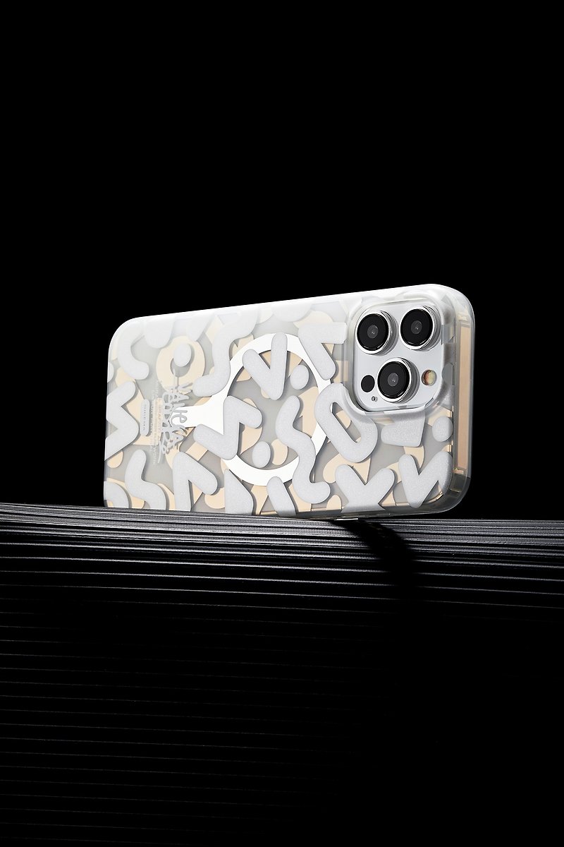 [マグネットボード] ホワイトスノーグリッターピンクアイスホワイトフロストミラー iPhone 15 Pro/15 ProMax 携帯電話 - スマホケース - プラスチック 