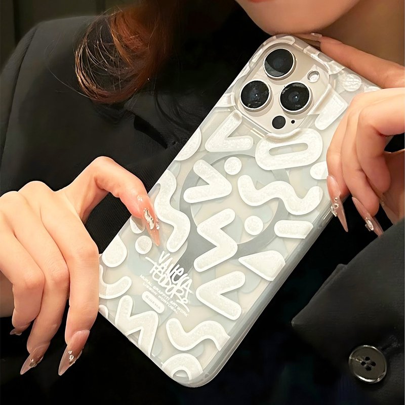 【磁吸板】白雪亮粉冰雪白磨砂鏡面 iPhone 15 Pro/15 ProMax手機 - 手機殼/手機套 - 塑膠 