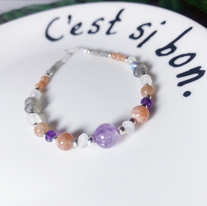 MH sterling silver natural stone custom series _ flower god _ amethyst - Bracelets - Crystal Purple