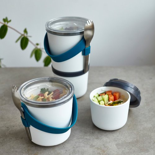 black+blum 香港 手挽雙層食物盒 (PP) 連餐叉 20oz+10oz (600ml + 300ml)