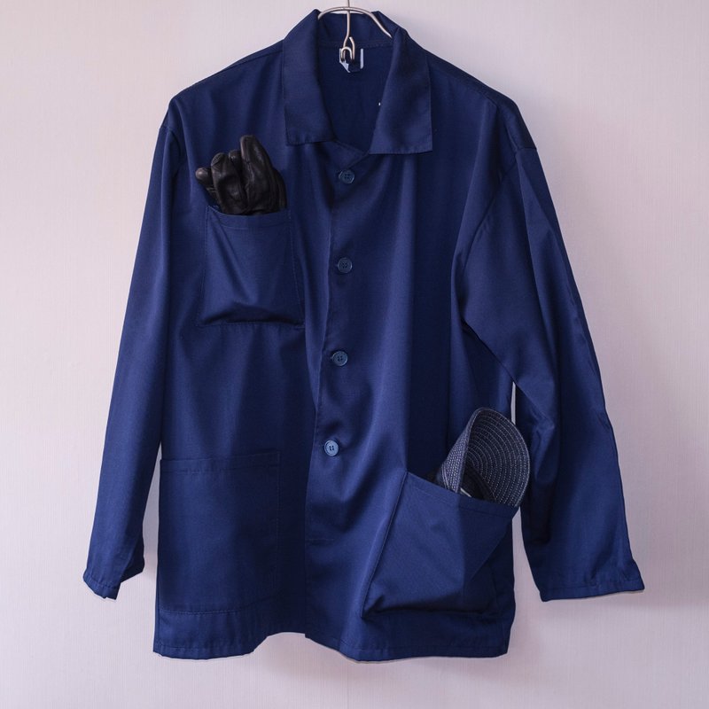 Corporate work jacket, overalls, work clothes, blue-purple, new, cotton French - Men's Coats & Jackets - Cotton & Hemp Blue